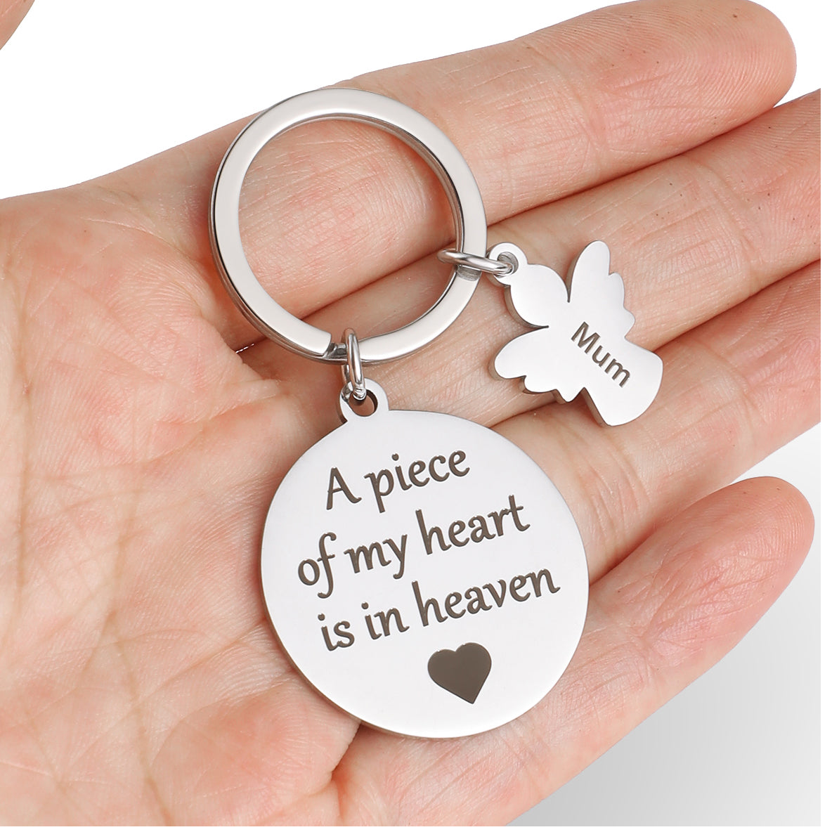 Personalised memorial angel keychain