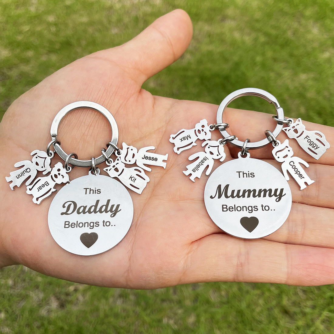 Personalized Family Keychain with Kids and Pets Charm – Larote