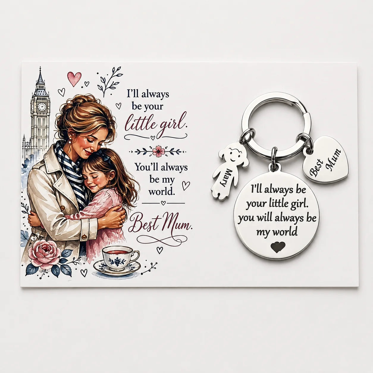 Personalised Best Daddy Best Mum Keychain