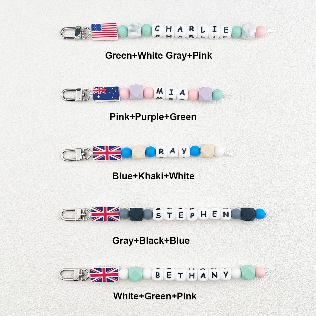 Personalized Flag Name Bag Keychain