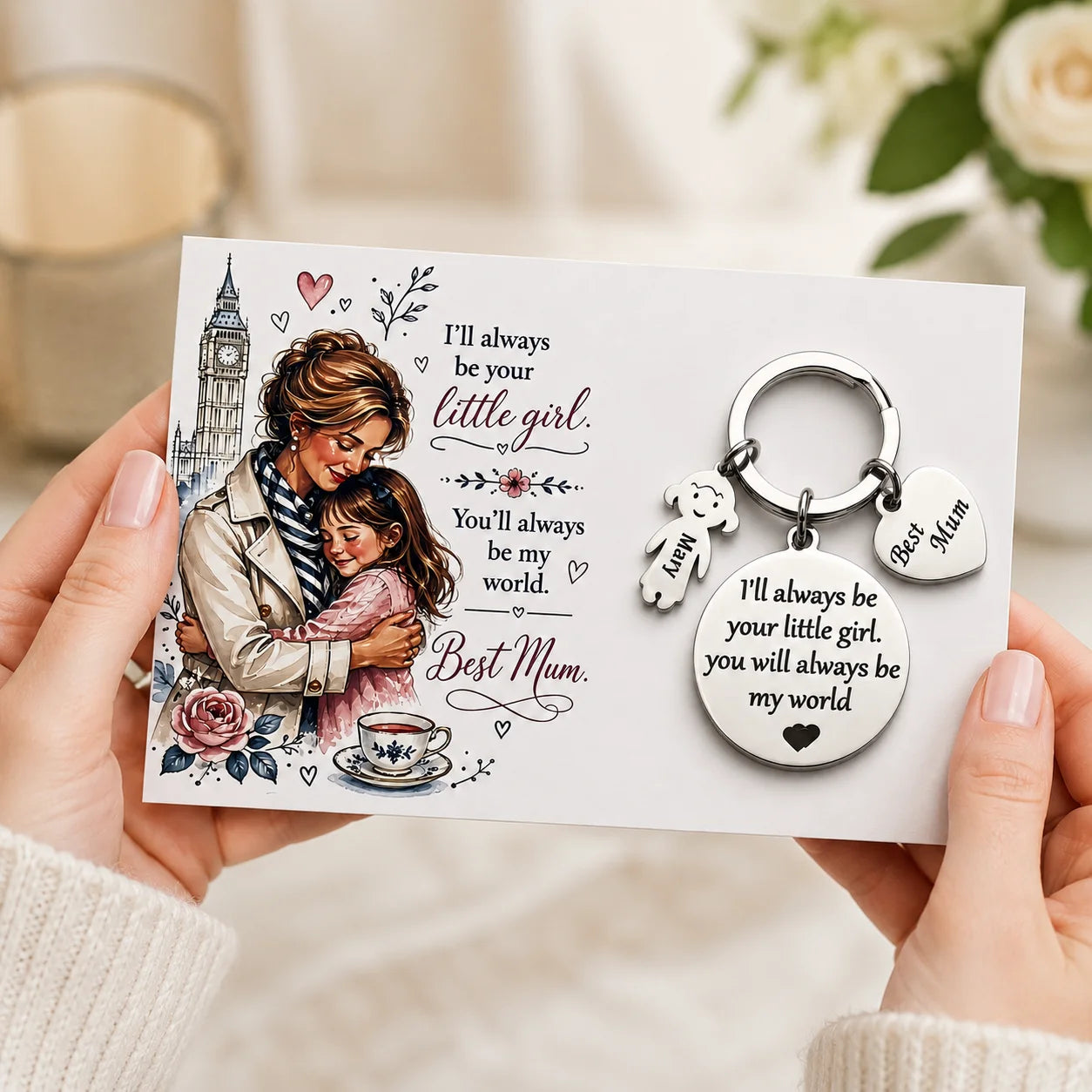Personalised Best Daddy Best Mum Keychain