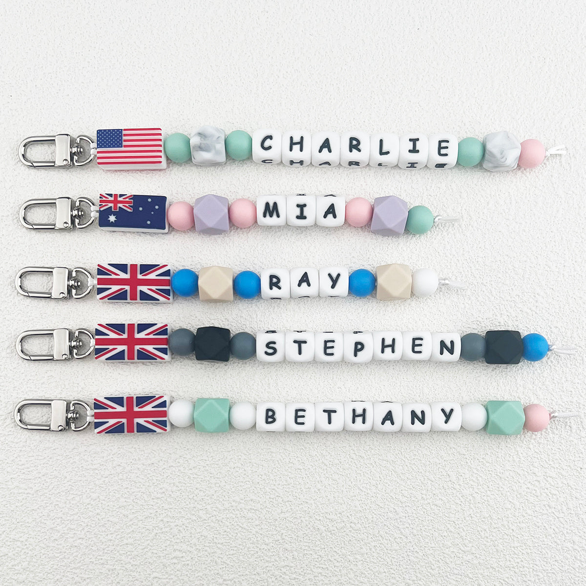 Personalized Flag Name Bag Keychain