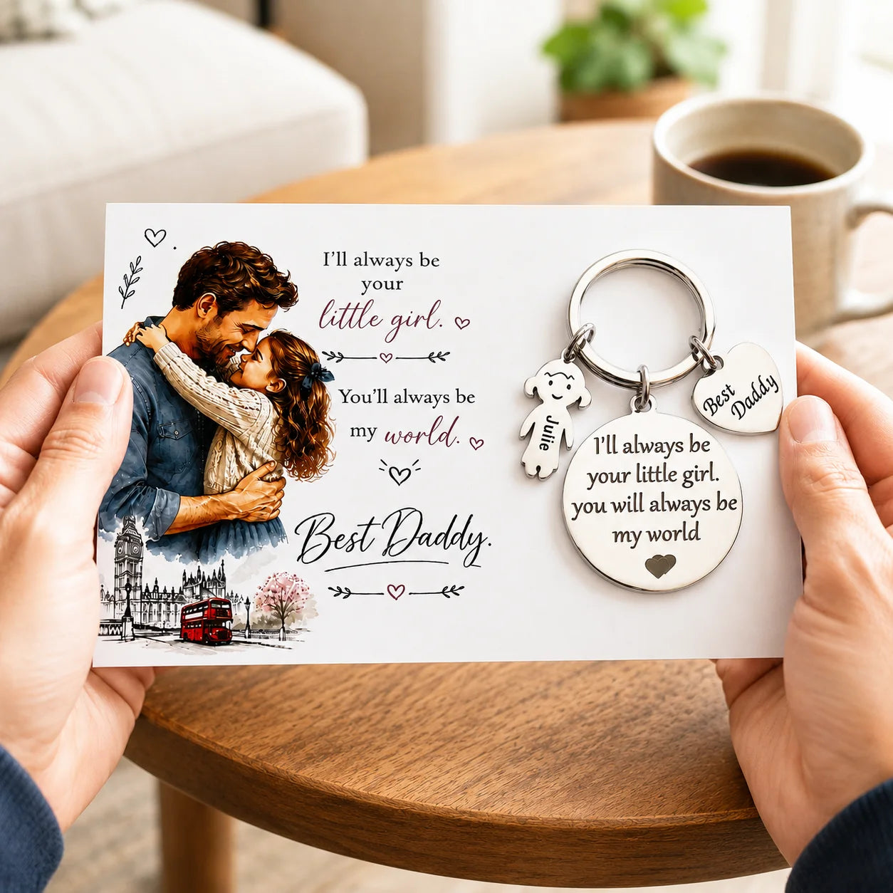 Personalised Best Daddy Best Mum Keychain