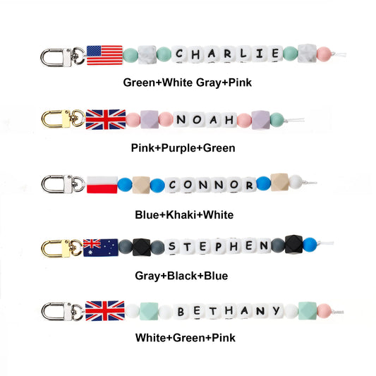 Personalized Flag Name Bag Keychain