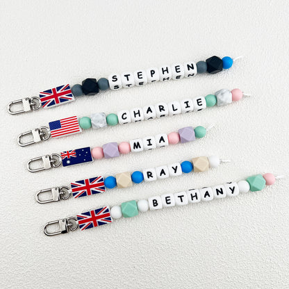 Personalized Flag Name Bag Keychain