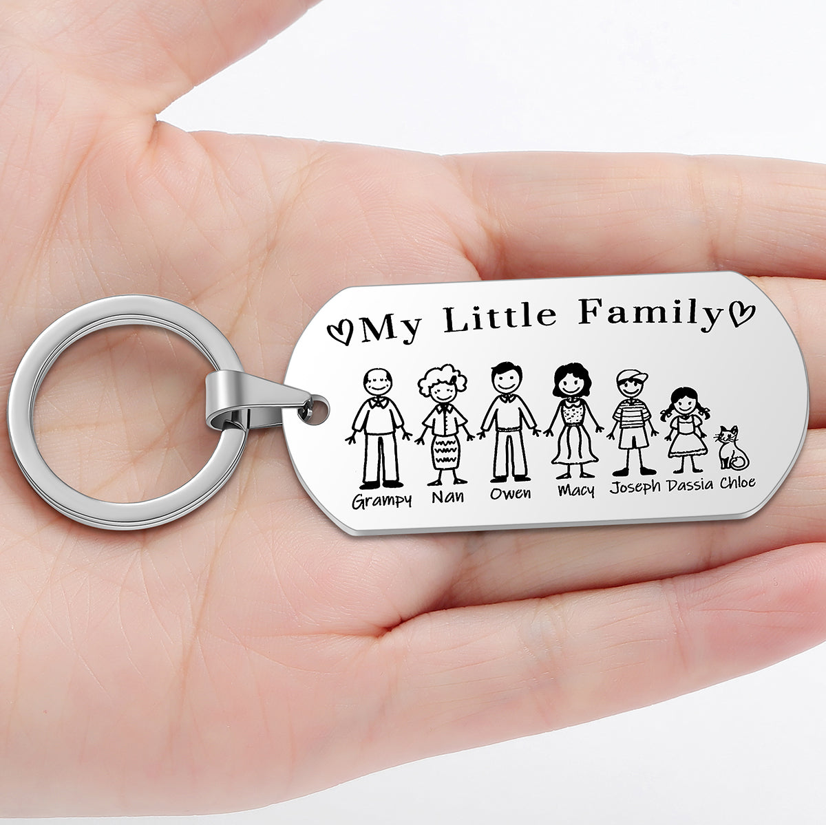 Personalised My Little Family Portrait Keychain