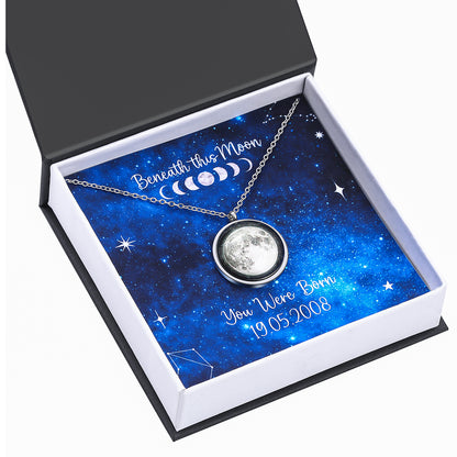 Personalized Birth Moon Phase Charmed Simplicity Necklace with custom card and gift box