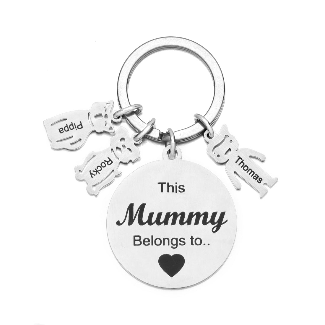 Family - Up to 7 Kids - This Mommy Belongs to - Personalized Keychain